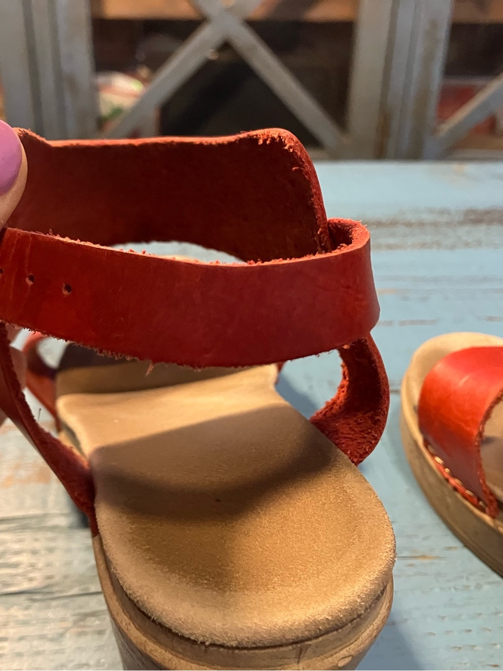 Calou Red Leather Comfortable Flex Clog - Picture 15 of 15